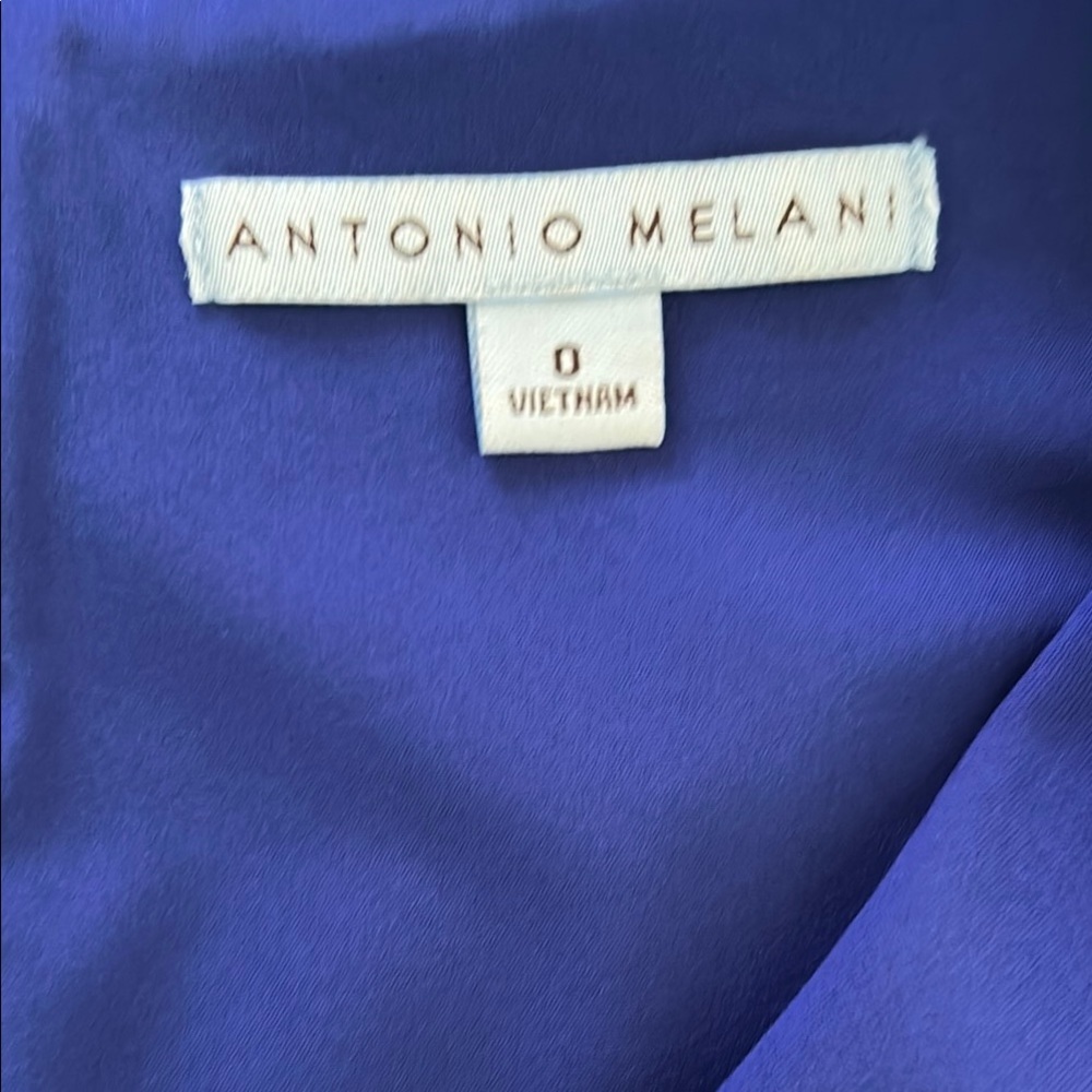 ANTONIO MELANI Blue Ruched Sheath Dress V-neck Midi - Picture 6 of 11